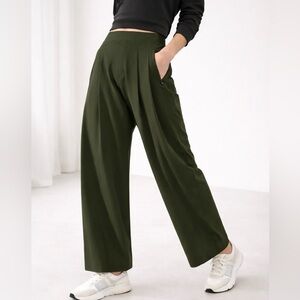 Athleta Brooklyn Heights Wide-Leg Pants – Olive Green – Size 2 Petite